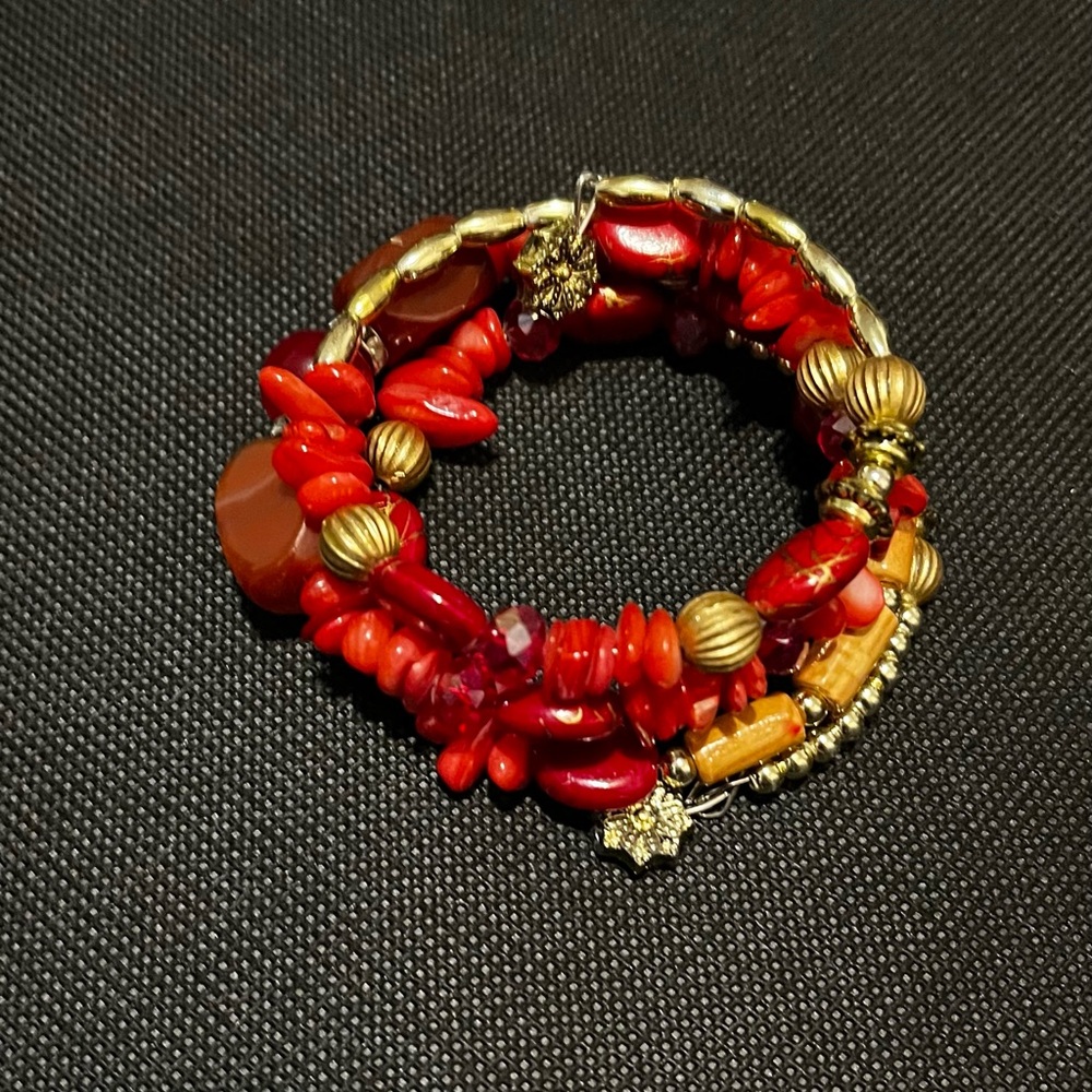 Boho Multi-Layer Bracelet with Imitation Natural Stones, Comfortable Wrap Design